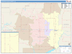 Jefferson Davis Parish (County), LA Digital Map Color Cast Style